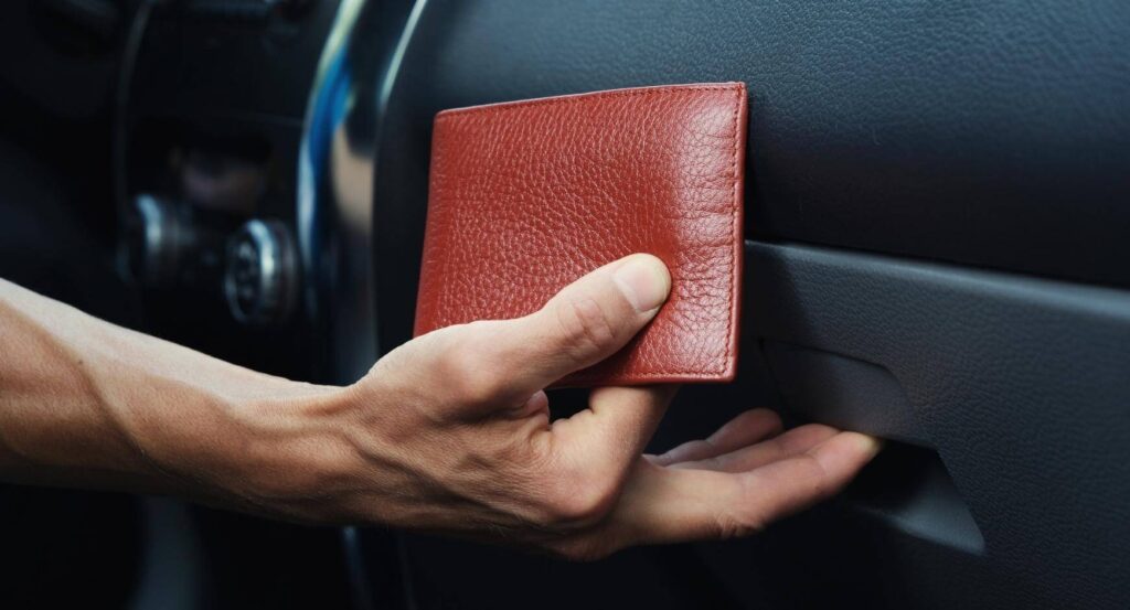 a photo of a wallet as a smart thing to keep in your car